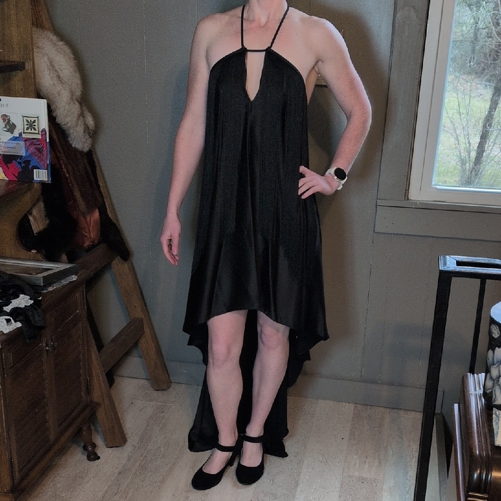 Elegant Black Halter Dress With Tassels